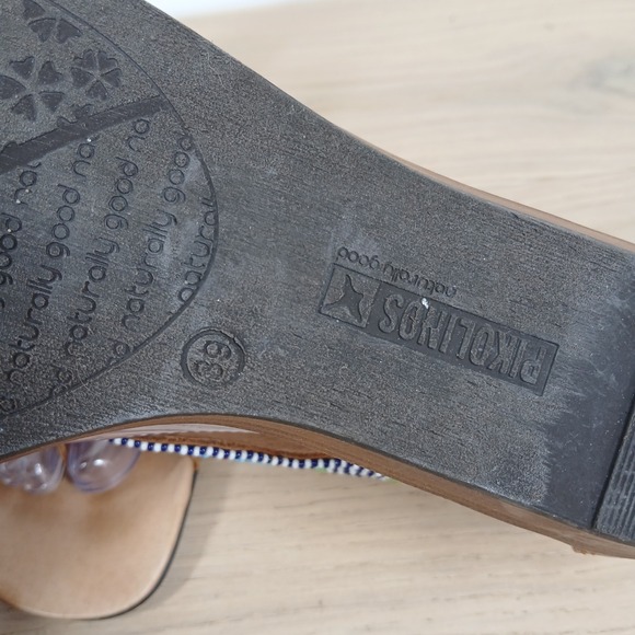 Pikolinos Sandals Women 9 Boho Beaded Leather Strappy Wedge Festival Bohemian - Picture 8 of 10